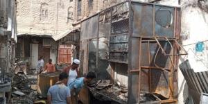 اندلاع حريق هائل في سوق الحنظل بتريم
