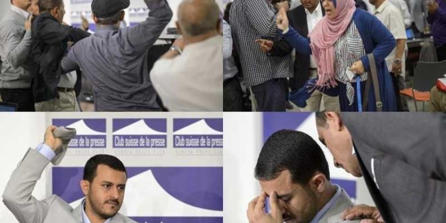 اخبار اليمن | ما علاقة ”ياسر اليماني” بحادثة رجم شقيق عبدالملك الحوثي بالحذاء خلال مؤتمر صحفي في سويسرا؟
